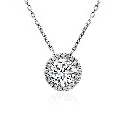 A+O Gift for Mom, Aunt, Grandma - Solitaire Halo Necklace in Gold, Rose Gold, Silver - style: MOTHER, Silver