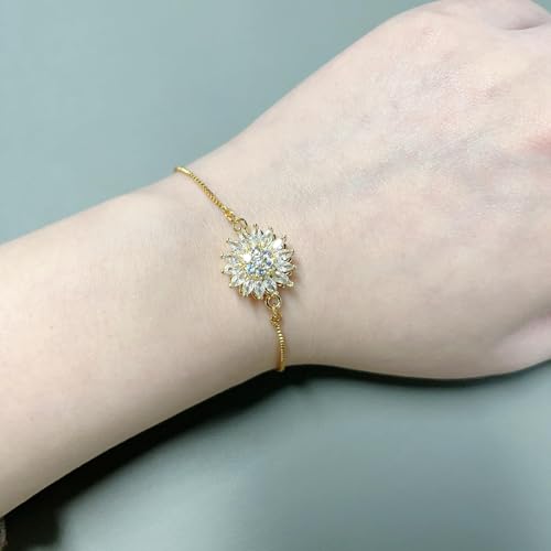 Sunflower Fidget Necklace for Women Gold Moon Necklace Rotating Heart Necklaces Spinning Crystal Flower Anxiety Necklaces Crescent Moons Jewelry Accessories - color: Set