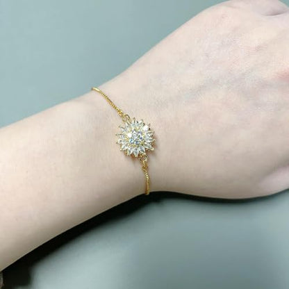 Sunflower Fidget Necklace for Women Gold Moon Necklace Rotating Heart Necklaces Spinning Crystal Flower Anxiety Necklaces Crescent Moons Jewelry Accessories - color: Set