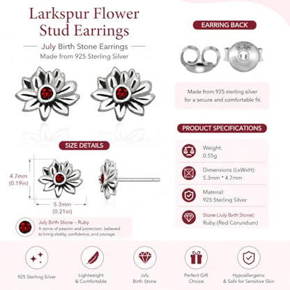 Birthstone Earrings: Handmade Necklace Flower Pendant with Colored Crystal - Gift for Mom, Daughter, BFF, Sister, Granddaughter, Niece - style: July