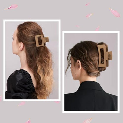 Square Hair Claw Clips,Big and Small Non-slip Square Matte Hair Claw Clips,12 Pcs - color: 6 Neutral
