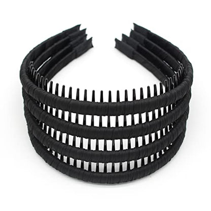 JOBAND black women's headbands fashion hair accessories tooth comb hairbands for women non slip hair hoops headband suitable for ladies and girls (Pack of 4) | thick headbands for women,Non-Slip hair accessories.hair hoop Suitable Daily Use,Spa,Parties an