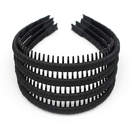 JOBAND black women's headbands fashion hair accessories tooth comb hairbands for women non slip hair hoops headband suitable for ladies and girls (Pack of 4) | thick headbands for women,Non-Slip hair accessories.hair hoop Suitable Daily Use,Spa,Parties an