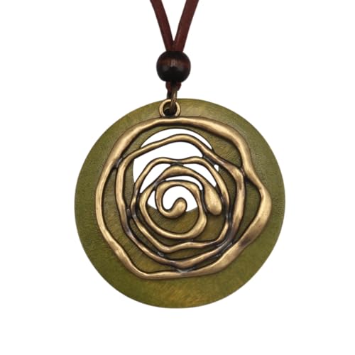 Jeilwiy Chunky Necklaces for Women Leather Cord Necklace with Pendant Boho Long Sweater Necklace Vintage Jewelry - style: Adjustable Wooden Pendant Necklace