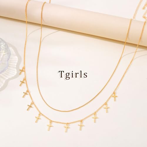 Tgirls Gold Waist Chain for Women Rhinestone Layered Belly Chains Beads Body Chain Heart-Shaped Beach Body Jewelry for Summer - style: Cross