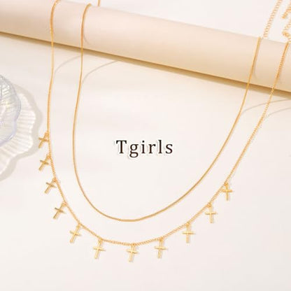 Tgirls Gold Waist Chain for Women Rhinestone Layered Belly Chains Beads Body Chain Heart-Shaped Beach Body Jewelry for Summer - style: Cross