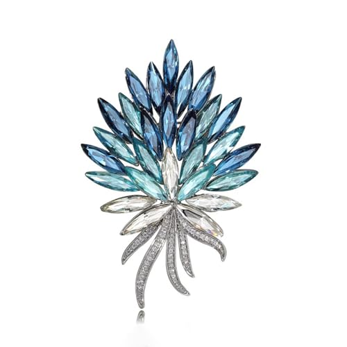 Sparkling Rhinestone Flower Brooch Pin Premium Blue Purple Crystal Flower Brooch Lapel Pins Vintage White Rose Broochs Clothes Hat Bag Dress Clothing Jewelry for Women - color: Blue1