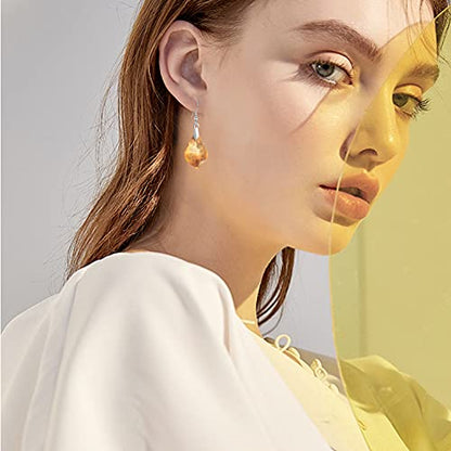 Unique Sparkly Multi-color Crystal Teardrop Dangle Drop Earrings Rainbow Crystal Geometry Earrings for Women Statement Chic Charm Jewelry Gifts - color: Yellow