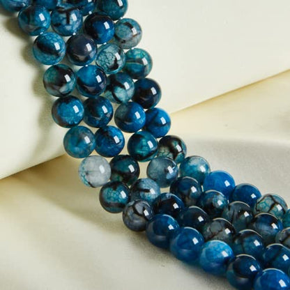 100pcs 6mm Blue Dragon Vein Agate Beads Natural Gemstone Beads Round Loose Beads for Crafting and Jewelry Making - color: Blue Dragon Vein Agate, size: 6mm