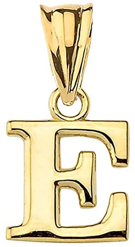 10K Yellow Gold Fine Mini Dangling Initial A-Z Charm 1/2" Pendant - Choice of Initial Letter - style: Letter E Initial Charm