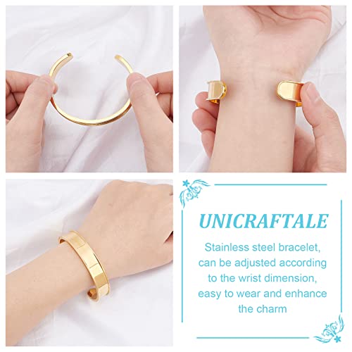 UNICRAFTALE 1pc Cuff Bracelet Blank Grooved Bangles Adjustable Empty Open Bangles for Inlay 50-60mm for Jewelry Making Supplies DIY Gemstone Inlay Crafts Stainless Steel Hair Tie Bracelet - size: 50-60mm (Pack of 2)