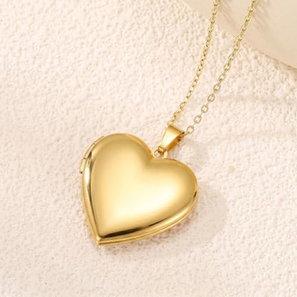 PHOCKSIN Personalized Locket Necklace for Women Photo Necklace with Customized Picture Birth Flower Birthstone Customizable Birthday Gifts - color: #04-Heart Gold