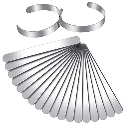 Hicarer 18 Pieces Metal Adjustable Cuff Bracelet Blanks, 3/8 x 6 Inches Stainless Steel Bangle Blanks DIY Engraving Metal Stamp Bracelet for Women Making Presents Stamping Jewelry