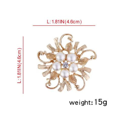 COLORFUL BLING Elegant Imitation Pearl Floral Crystal Brooch Pin for Wedding Bridal Fashion Jewelry - color: D style