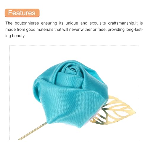 MECCANIXITY Groom Boutonnieres Rose Boutonnieres Pins for Wedding - color: Blue
