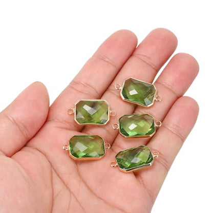 PATIKIL Birthstone Connector Link, Diamond Clear Charm Links, Glass Jewelry Findings Crystal Bead Link for Drop Dangle Pendants Necklace Bracelet Earring - color: Light Green