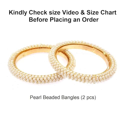 Efulgenz Indian Bollywood Faux Pearl Beaded Bracelet Bangle Bridal Sets - size: 2-10