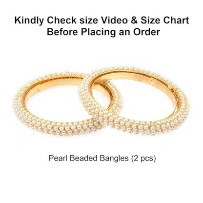 Efulgenz Indian Bollywood Faux Pearl Beaded Bracelet Bangle Bridal Sets - size: 2-10