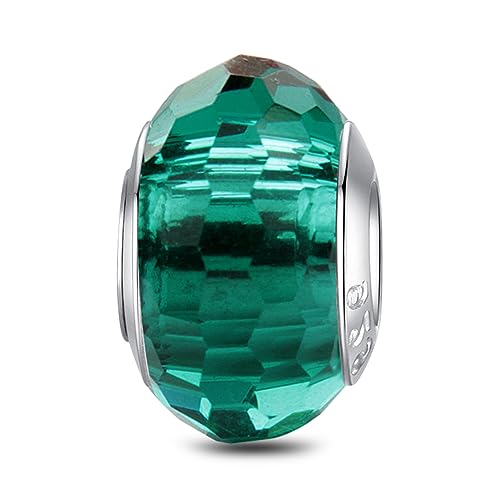 MICOO 925 Sterling Silver Charms for Bracelets,Fashion DIY Dangle Pendants Beads Simulated Birthstone Charms,Birthday Gifts for Women - color: 1Green Charms