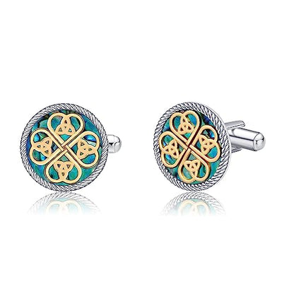 Cufflinks for Men Sterling Silver Abalone Shell Tuxedo Shirt Cuff Links Jewelry for Men Father Business Groomsmen - style: clover