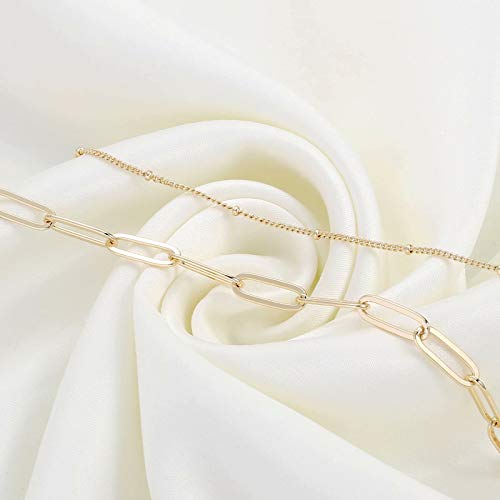 Dainty Gold Bracelets for Women, 14K Gold Plated Adjustable Layered Beads Bracelet Cute Evil Eye Oval Chain Pearl Bar Turtle Gold Bracelets for Women Jewelry - style: "Beads Chain&Oval chain