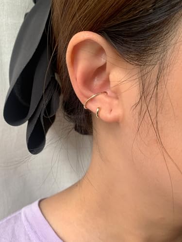 Ear Cuffs Non Piercing Dainty Cartilage Helix Ear Wrap Hypoallergenic Adjustable Clip On Earrings for Women - color: Gold for right ear