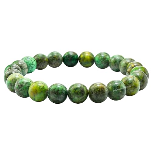 Amazing Gemstone African Turquoise Crystal Bracelet for Women Men's Gifts - Protection Healing Crystal Bracelet - 8mm Gemstone Beaded Stretchable Bracelet Pulseras Para Hombres Mujer Stocking Stuffers Mothers Day Gift - color: African Turquoise