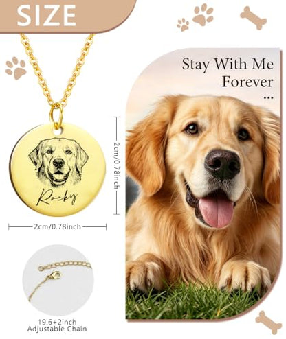 Personalized Locket Necklace for Women with Engraved Text & Picture | Custom Birthday Flower Locket Necklace Mothers Day Gift for Mom Mother Wife - color: Pet