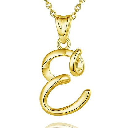 EUDORA Sterling Silver Initial Necklaces for Women, Classic 26 Letter Neckless Gifts for Girls, Sister, Mother Daughter, 18 inch Chain - style: E-Gold