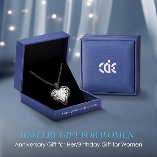 CDE Angel Wings Heart Birthstone Pendant Necklace Gift for Women | Silver/Gold Tone,Ideal Birthday & Anniversary Jewelry Gift for Wife,Girlfriend,Her - color: Black-04-White Birthstone