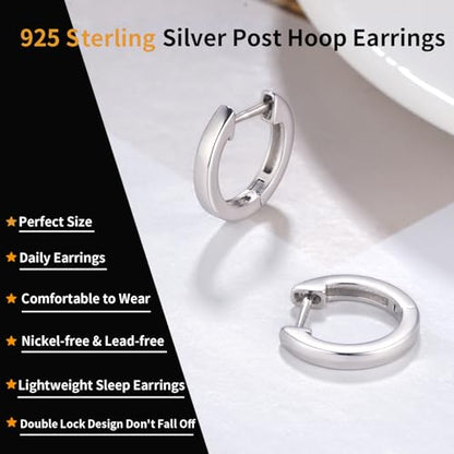 14K Gold Plated Hoop Earrings for Women with 925 Sterling Silver Post, Lightweight Small Hoop Earrings 15mm/20mm Huggie Hoop Earrings - color: 925 Sterling Silver, size: 20MM