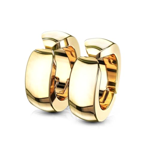 Aloha Earrings Domed Cuff Clip On Non-Piercing Huggie Hoop Earrings - style: Gold Tone