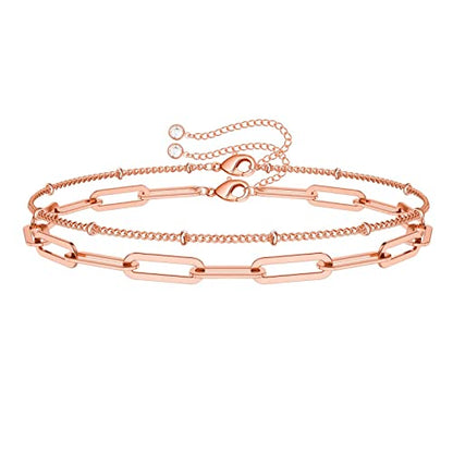 Dainty Gold Bracelets for Women, 14K Gold Plated Adjustable Layered Beads Bracelet Cute Evil Eye Oval Chain Pearl Bar Turtle Gold Bracelets for Women Jewelry - style: Grey crystal beads&Heart