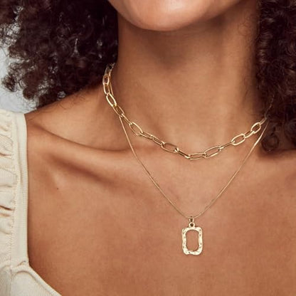 HUASAI Boho Necklaces for Women Dainty Layered Choker Necklace Bohemian Turquoise Necklace Statement Jewelry Western Cowgirl Country Concert Outfits Accessories - color: O Gold Square Necklace