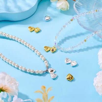 Elecrelive Locket Pendants Photo Frame Charms Memory Photo Charms Heart Locket Photo Frame Pendants - color: Gold, Silver