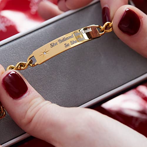Speidel Ladies Engravable ID Figaro Bracelet With Polished Plaque