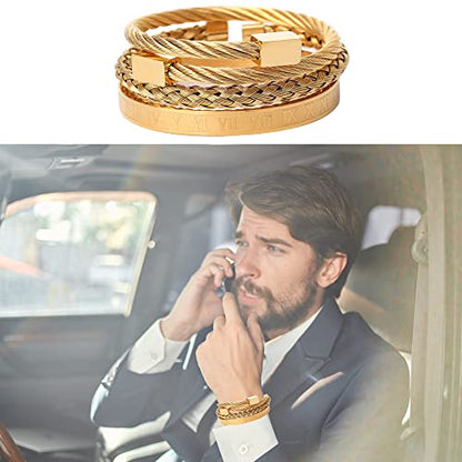 Mens Bracelet Beaded Bracelets Micro Pave Zircon Bracelets for Men Women Bracelets for Men Stainless Steel Cuff Bangle - color: D-gold