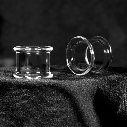 Vankula 2PCS 8-16mm Glass Ear Gauges Plugs and Tunnels Black Double Flared Saddle Ear Stretcher Expander Body Jewelry - color: Clear, size: 12mm(1/2")