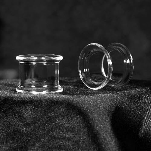 Vankula 2PCS 8-16mm Glass Ear Gauges Plugs and Tunnels Black Double Flared Saddle Ear Stretcher Expander Body Jewelry - color: Clear, size: 22mm(7/8”)