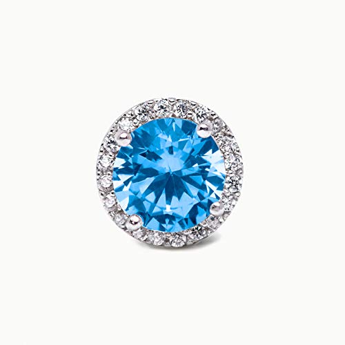SWEETV Cubic Zirconia Stud Earrings, 8mm Round Cut, Rhinestone Hypoallergenic Earrings for Women & Girls | 9mm Round Cut Hypoallergenic 925 Sterling Silver Stud Earrings for Bridal Bridesmaid Prom Weddings Parties,Silver - color: 11.Lake Blue