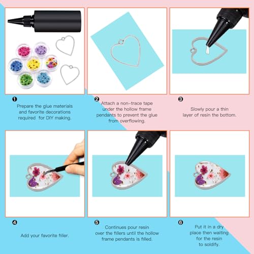 Oubaka 50pcs Open Bezels 5 Styles Open Frame Pendant Open Back Bezel Pendants Geometric Hollow Frame Pendant for Resin Casting, Necklace, Earrings, Pressed Flower, DIY Crafts(White K) - color: 50pcs;White K;5 Styles;B