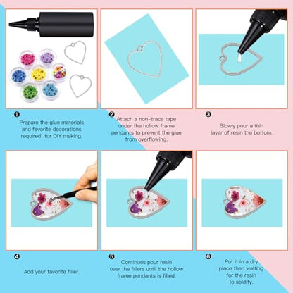 Oubaka 50pcs Open Bezels 5 Styles Open Frame Pendant Open Back Bezel Pendants Geometric Hollow Frame Pendant for Resin Casting, Necklace, Earrings, Pressed Flower, DIY Crafts(White K) - color: 50pcs;White K;5 Styles;B