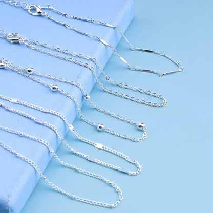Fesciory 14K Gold Plated Ankle Bracelets Sets For Women, Adjustable Layered Infinite Anklet, Summer Beach Butterfly Star Foot Chain Jewelry Gifts - style: Thin(Silver)