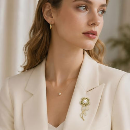 Flower Brooch for Women Rhinestone Pearl Zirconia Flower Lapel Pin Birthday Holiday Gift for Mother Wife Girlfriend - color: 07