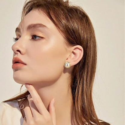 Yoursfs Clip on Earrings for Women Round Faux Pearl Earrings Clipon 18K Gold Plated Non Pierced Earring Jewelry - color: Ivory