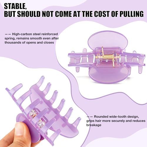 Large Hair Claw Clip Purple Hair Clips Nonslip for Women 4inch | Nonslip Celluloid Butterfly Jaw Clips, Acetate Claw Clips Strong Hold for Women，Jumbo French Hairclip for Thick Hair - color: Purple Claw Clip