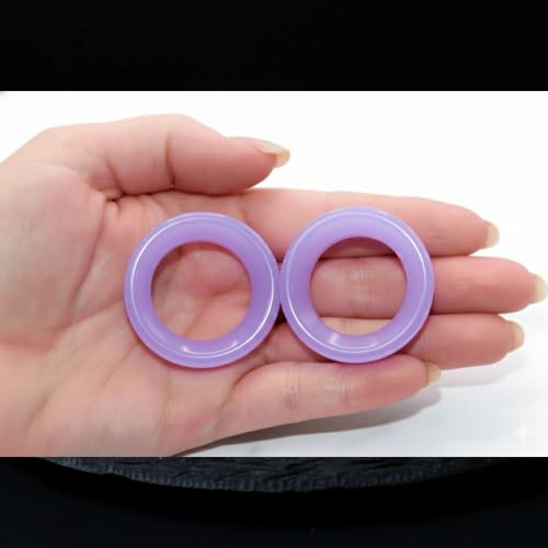 Lavender Opalite hollow Glass Ear Plug gauges ear tunnel gauges includes sizes 2 gauge though 25mm 1 inch ear stretching gauges stretching jewerly piercing plugs 00 gauge - size: 6 mm (2 gauge)