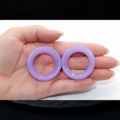 Lavender Opalite hollow Glass Ear Plug gauges ear tunnel gauges includes sizes 2 gauge though 25mm 1 inch ear stretching gauges stretching jewerly piercing plugs 00 gauge - size: 6 mm (2 gauge)