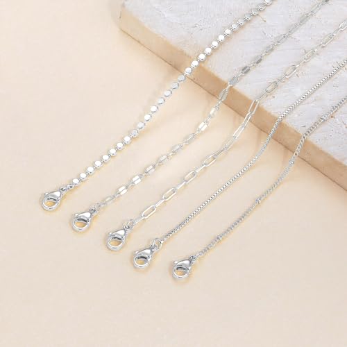 Dainty Ankle Bracelets for Women Waterproof | Layered Gold Plated Tennis Cuban Snake Rope Paperclip Beaded Link Chains Set, Summer Beach Jewelry Gift - color: Silver Anklet C