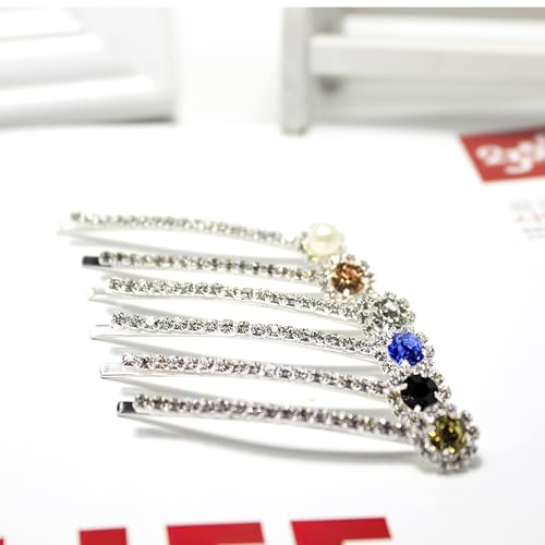 Lurrose Rhinestone Hair Clips Set of 6 Short Pearl Bobby Pins for Women and Girls Elegant Hair Accessories for Daily Wear and Special Occasions